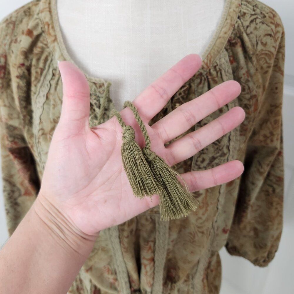 Ralph Lauren Denim & Supply Dress Womens M Corduroy Paisley Peasant Cottage Boho - Picture 4 of 16